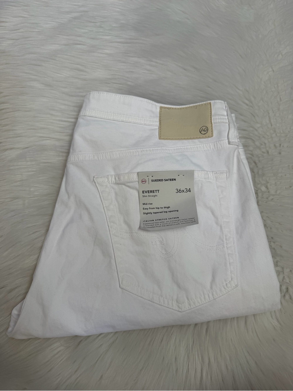 Ag Adriano Goldschmied Everett Slim Straight Jeans in White Sz 36 x 34